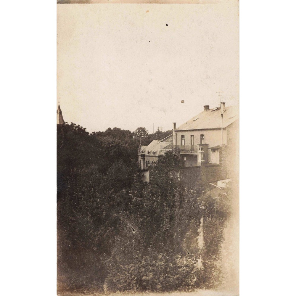 European Village View Church Spire Architecture RPPC Real Photo Postcard Vtg